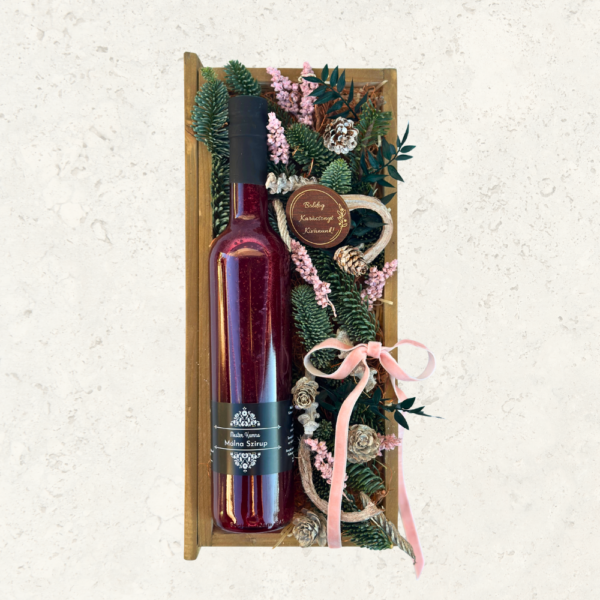 Ünnepi ajándék box málnaszörppel